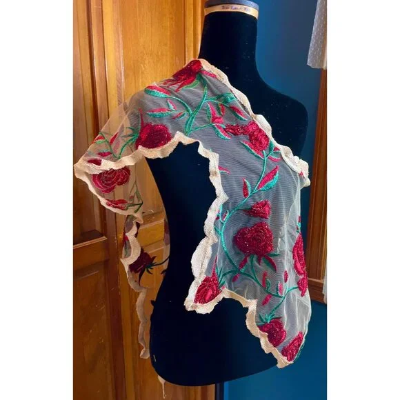 Wearable Artwork Scarf Unique Hand-Crafted - Picture 6 of 9